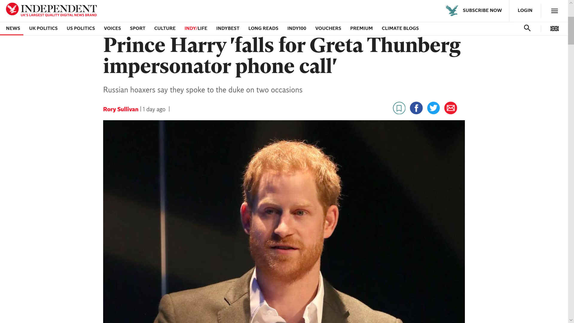 Prince Harry and Greta Thunberg impersonators